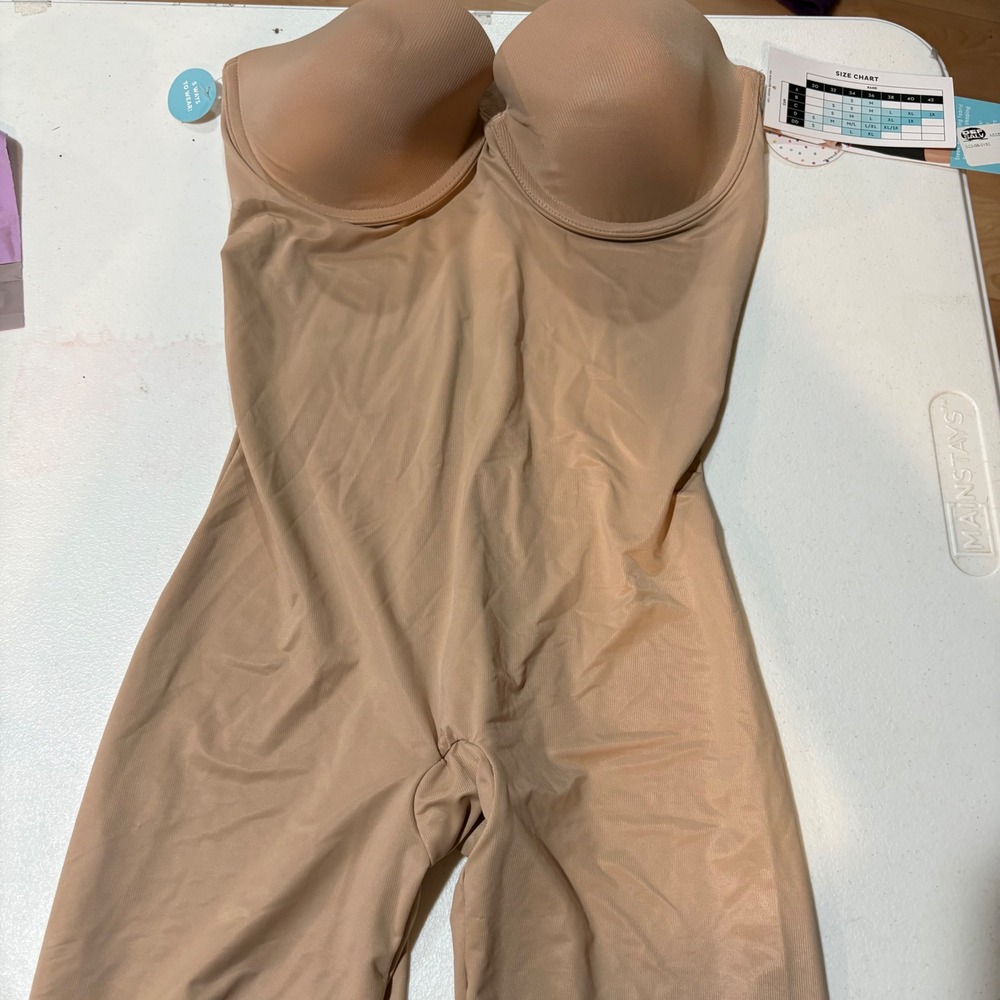 Assets by Spanx Strapless Cupped Shaping Bodysuit Nude Size L T1141